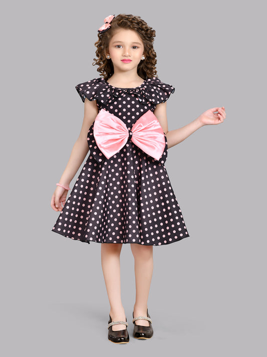 Pink Chick Polkadot Party Dress with Matching clip