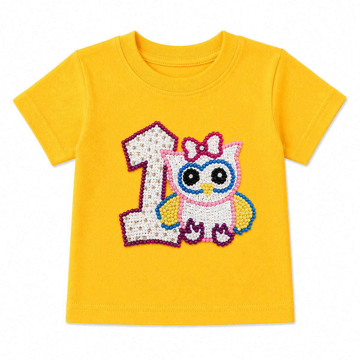 1st Birthday Owl Tee -Yellow