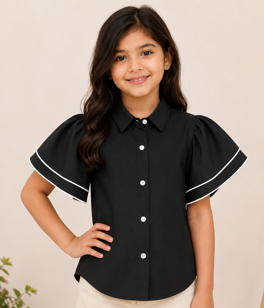 Black Layered Sleeves Shirt
