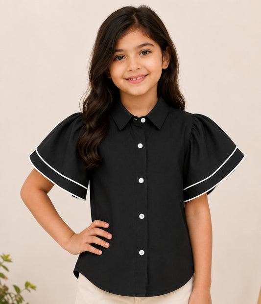 Black Layered Sleeves Shirt