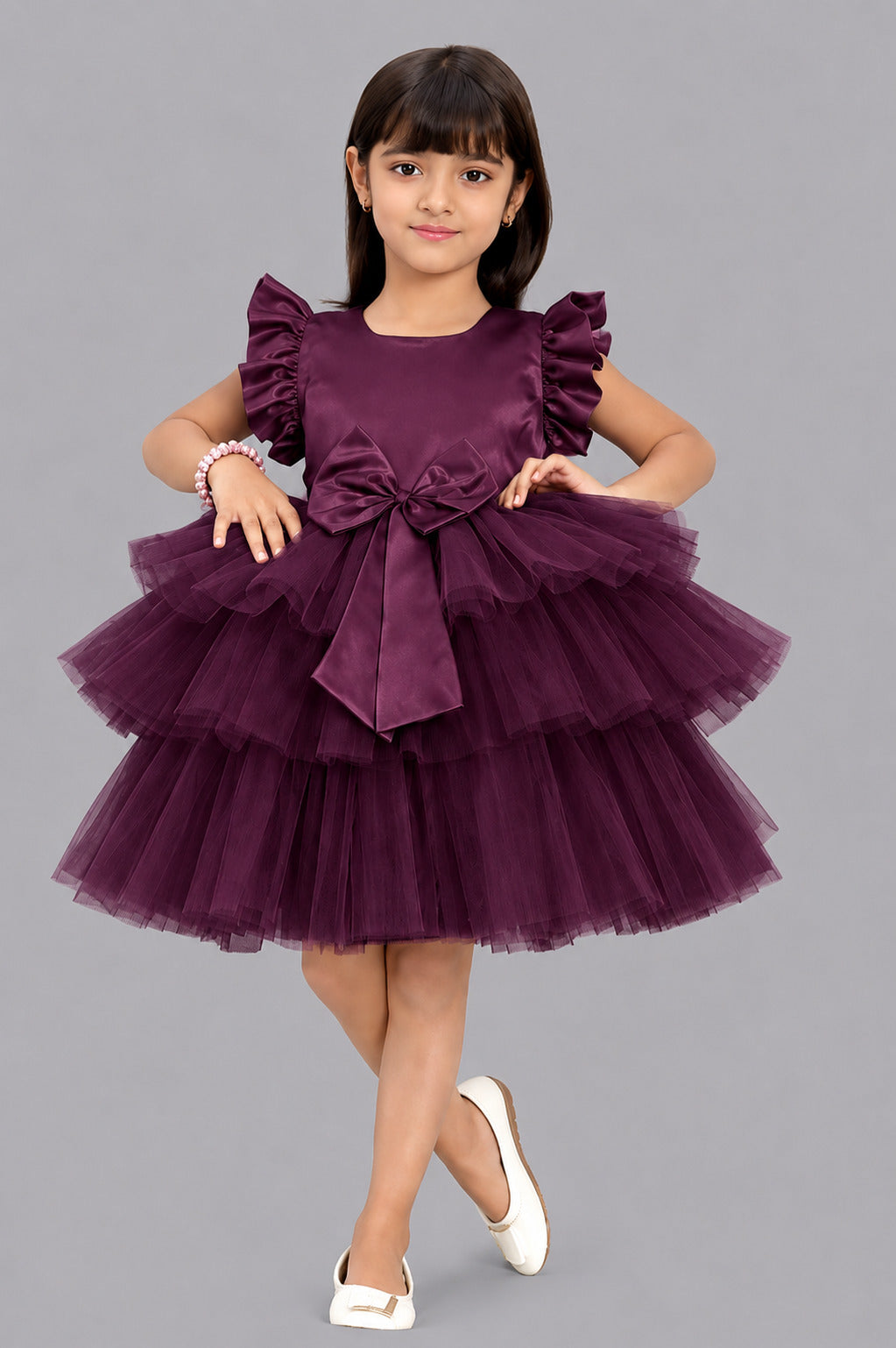 Burgundy Layered Party Dress