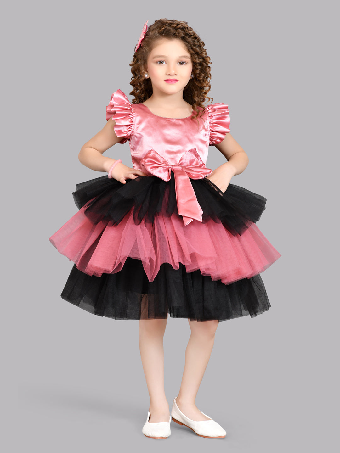 PinkChick Rose & Black Layered Dress