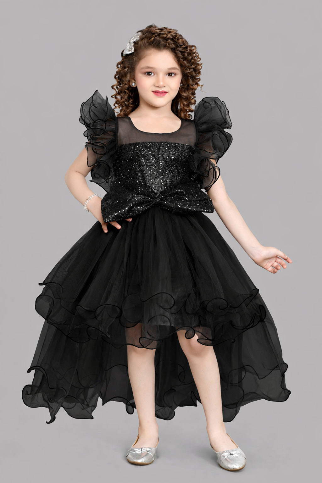 Sequins Hi-Low Dress - Black