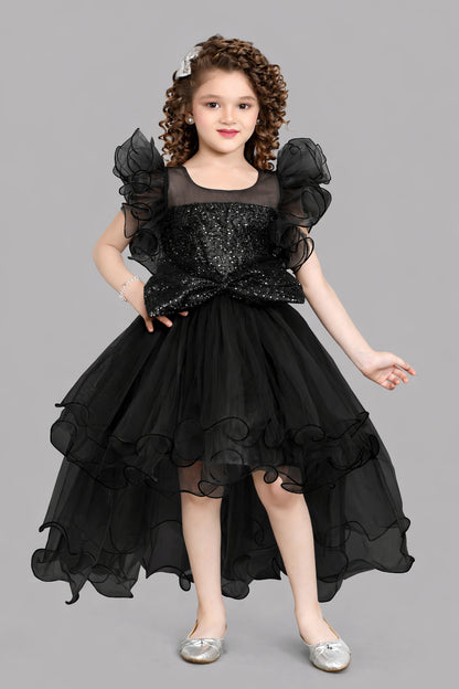 Sequins Hi-Low Dress - Black