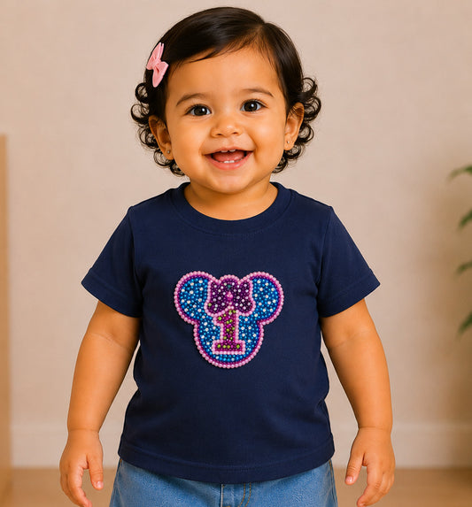 1st Birthday tee - Navy Blue