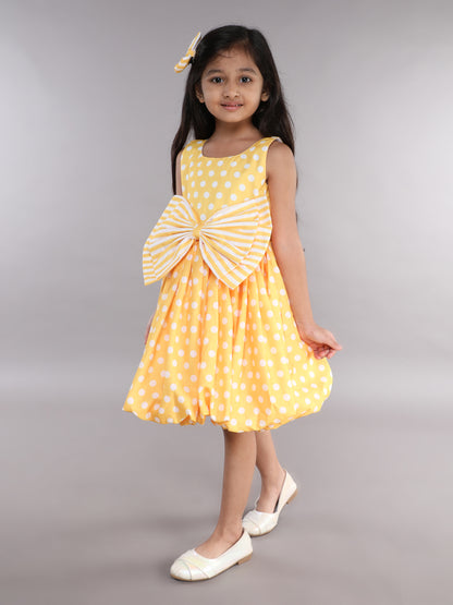 Polkadot Balloon Dress-Yellow