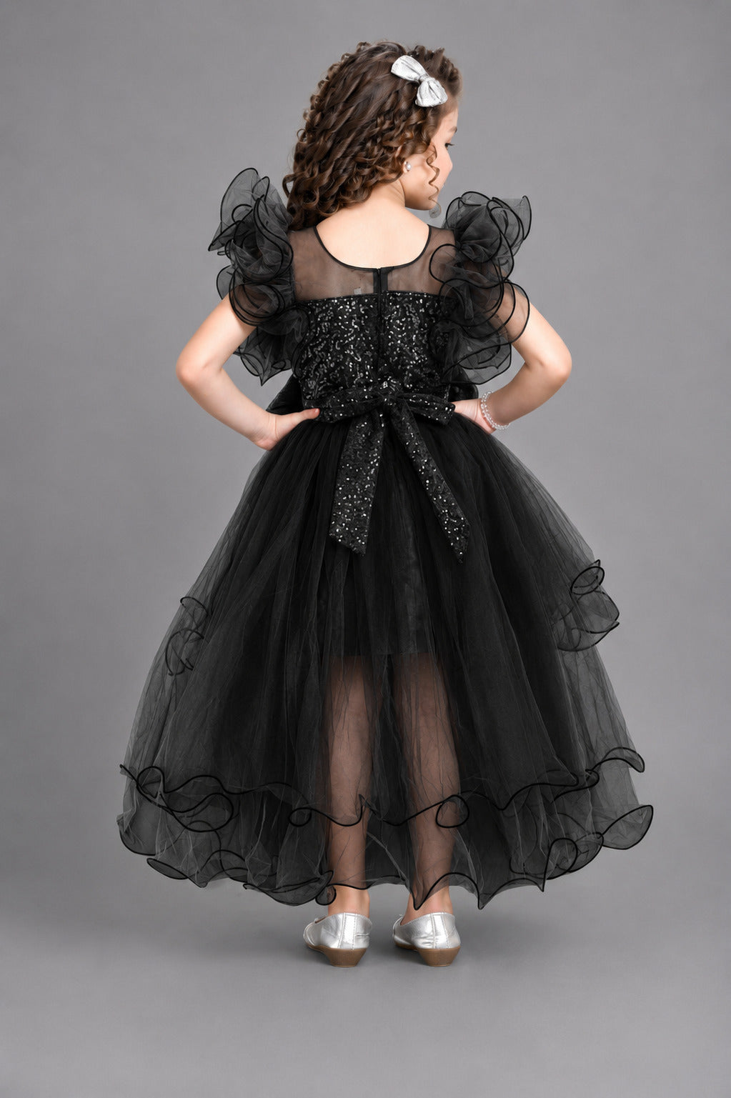Sequins Hi-Low Dress - Black