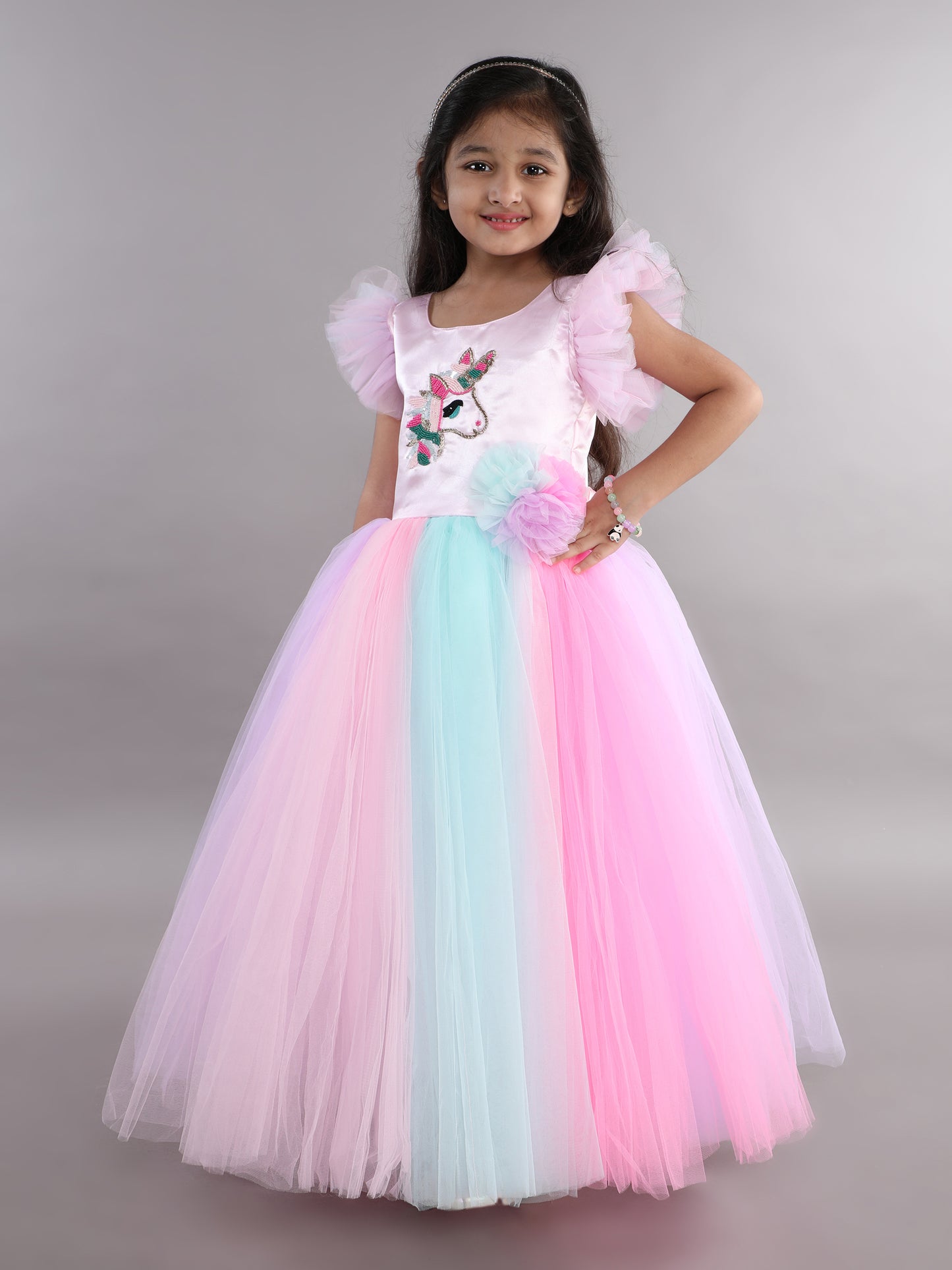 PinkChick Multicolor Unicorn Gown