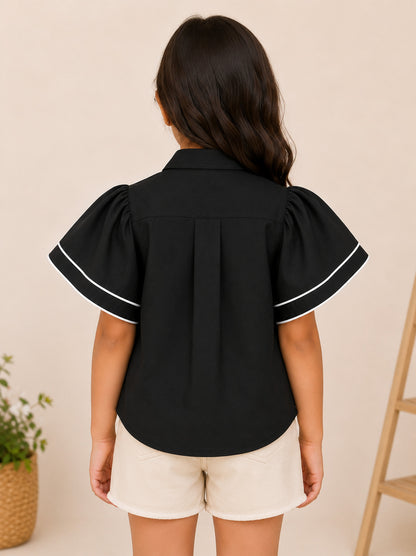 Black Layered Sleeves Shirt