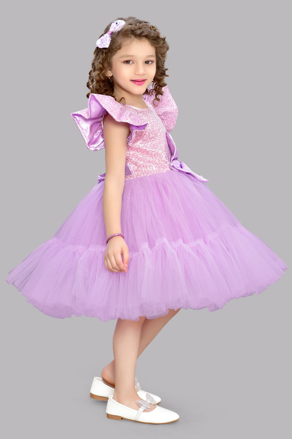 Pink Chick Sequins Pink & Lilac Tulle Dress