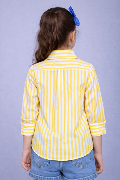 Yellow & White Striped Collared Shirt