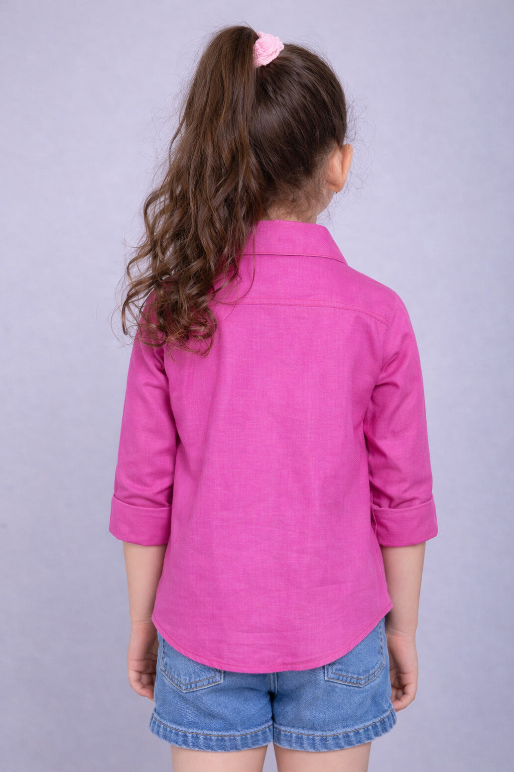 Heart Applique Cotton  Shirt-Pink