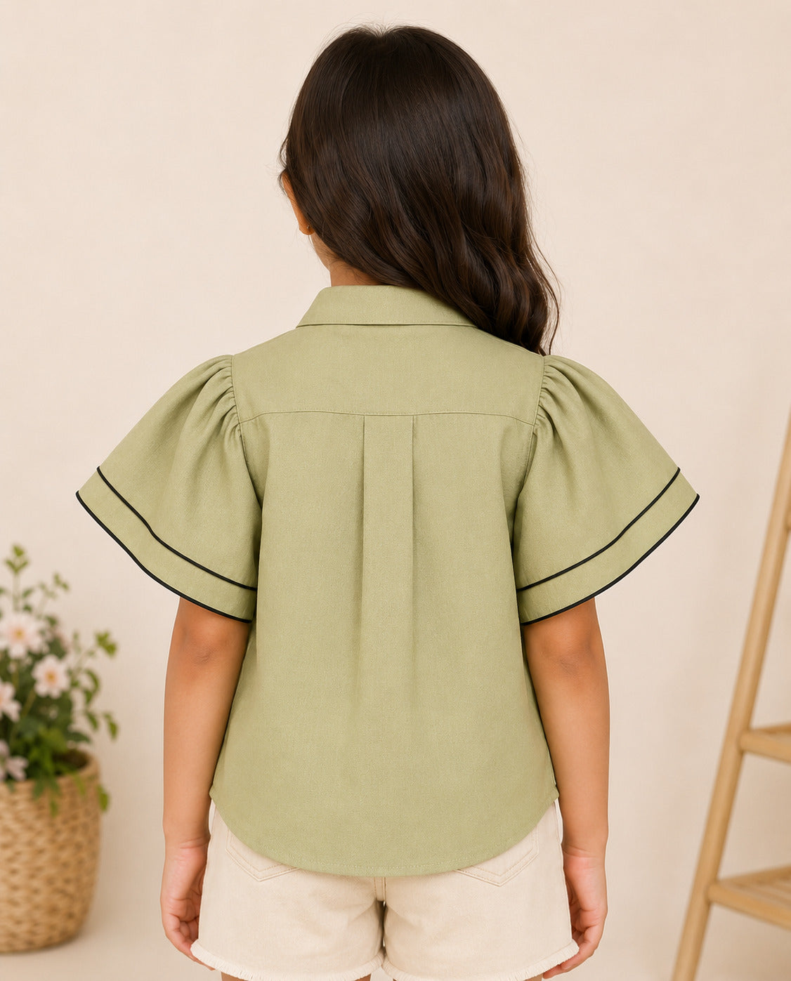 Khaki Layered Sleeves Shirt
