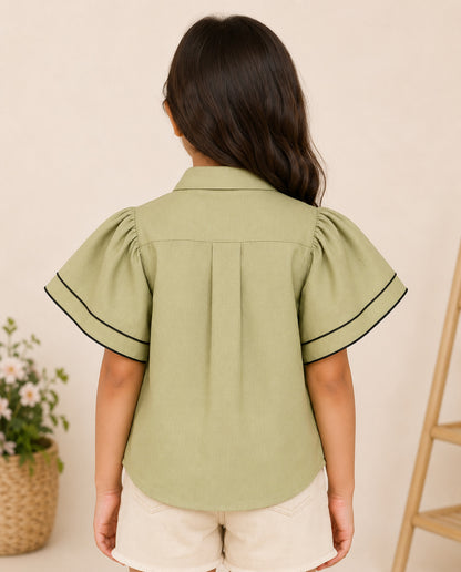 Khaki Layered Sleeves Shirt