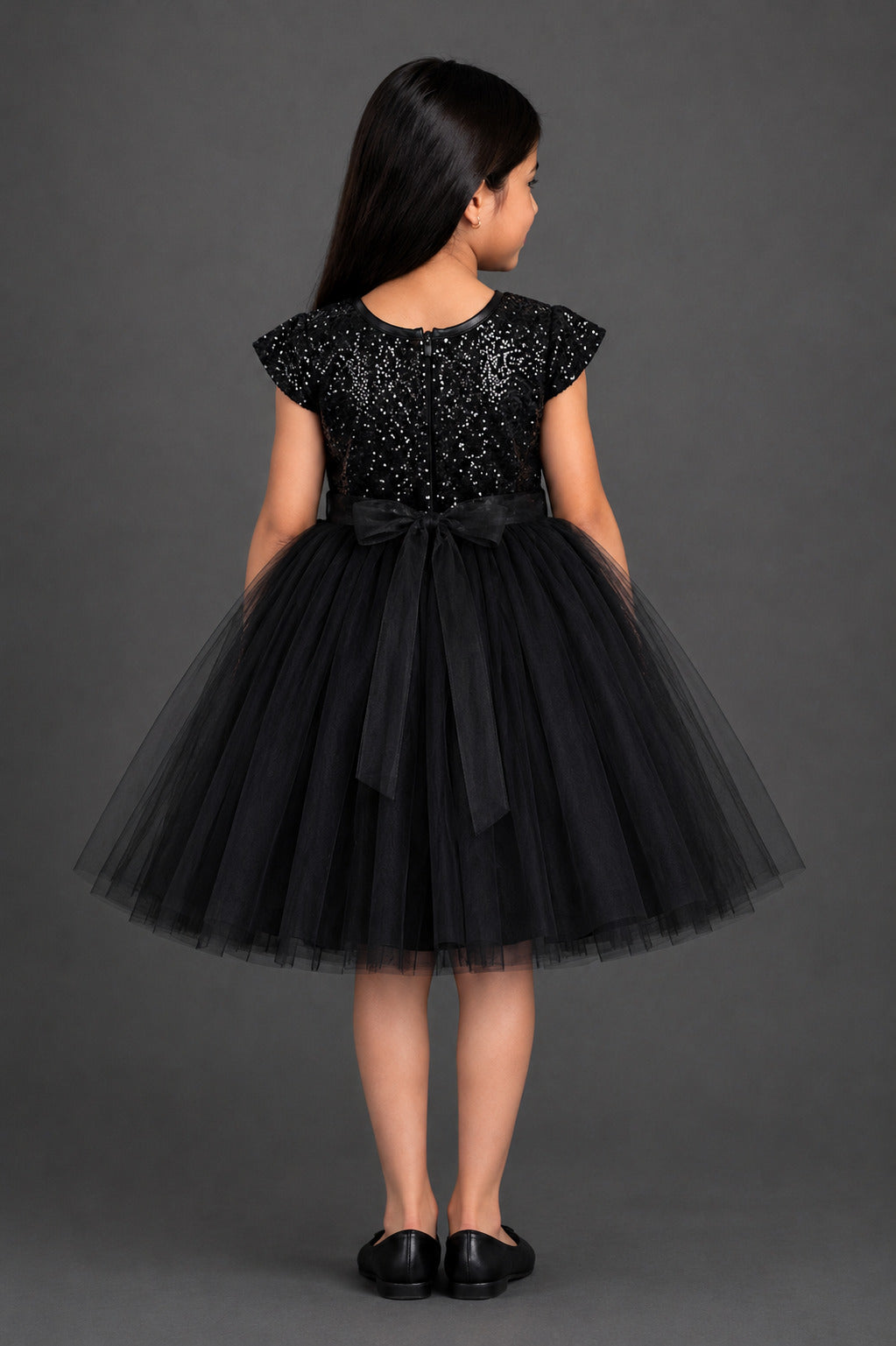 Black Bow Sequins Dress