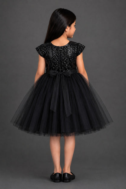 Black Bow Sequins Dress