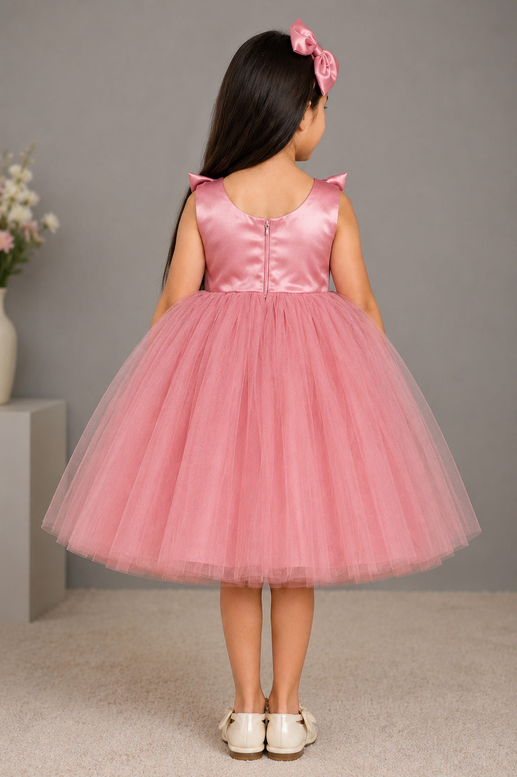 PinkChick Big Bow Dress -RoseGold