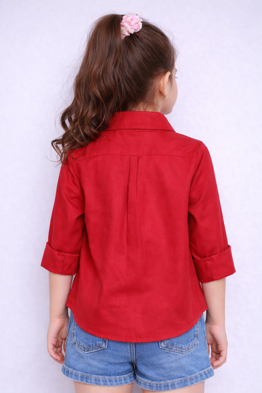Collared Button-Up Shirt -Red