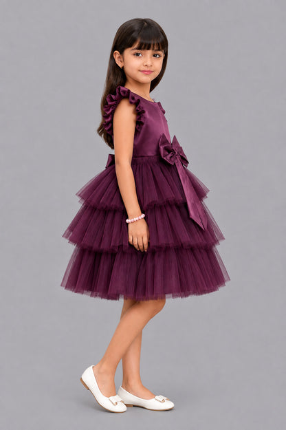 Burgundy Layered Party Dress