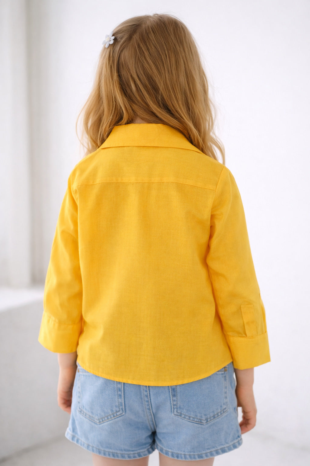 Collared Button-Up Shirt -Yellow