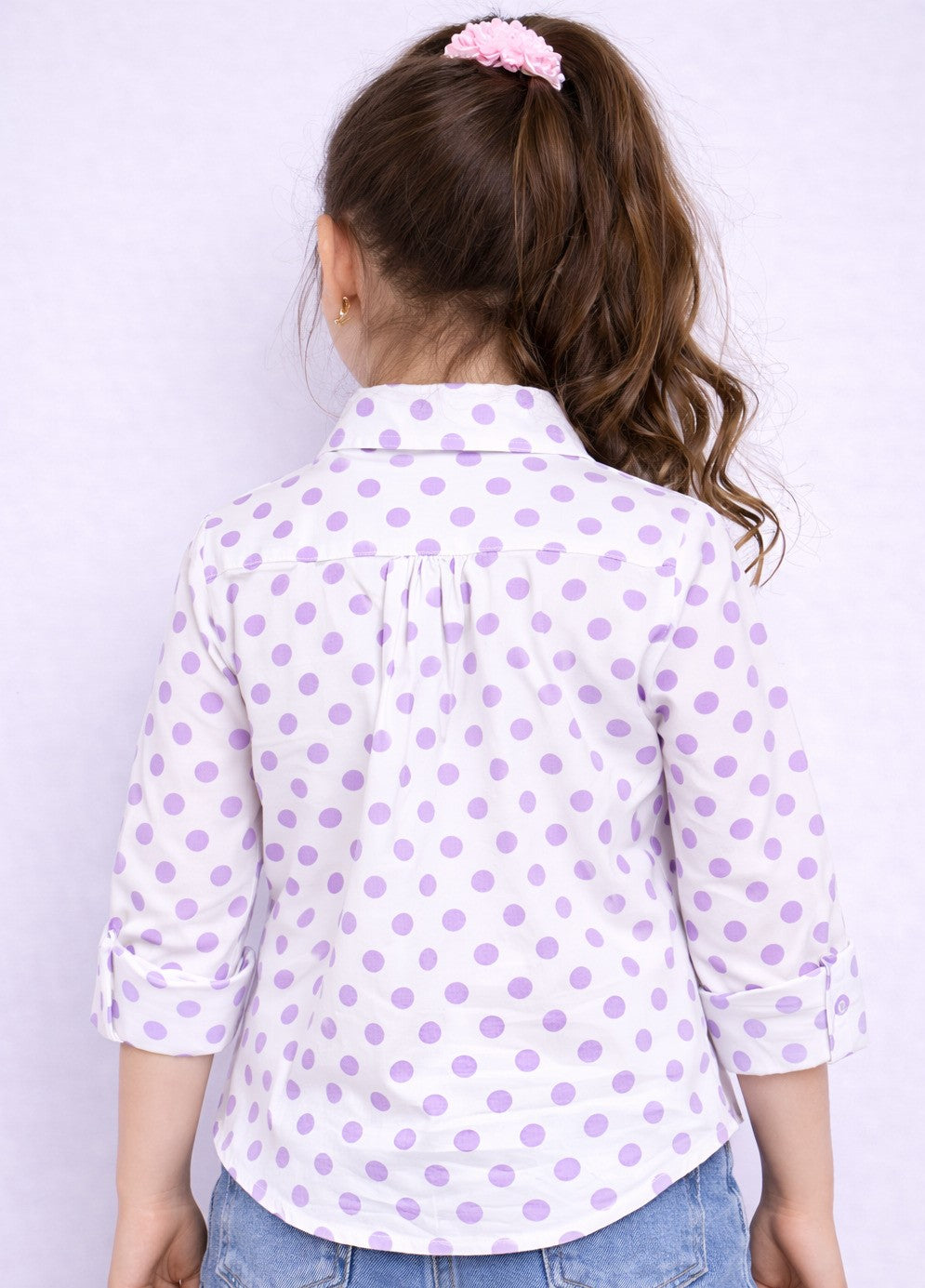 Polkadot Printed Shirt -Lavender