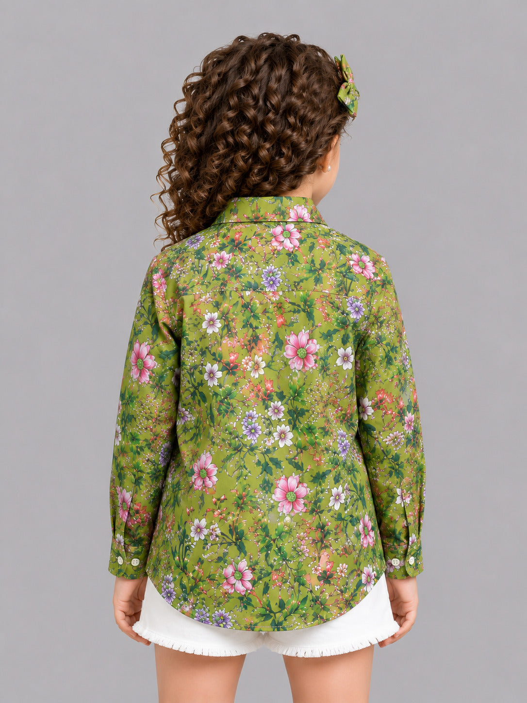 Polyester Olive Floral Shirt