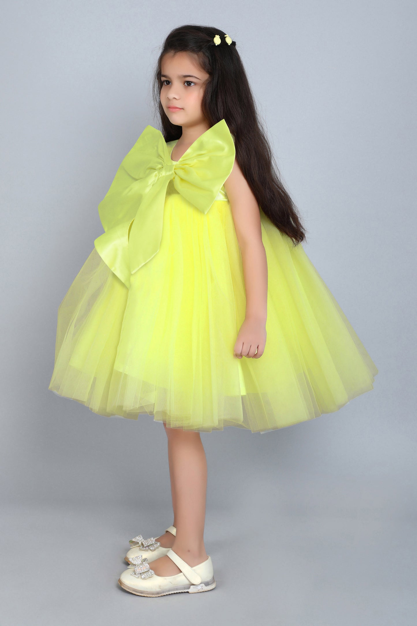 PinkChick Big Bow Dress -Yellow