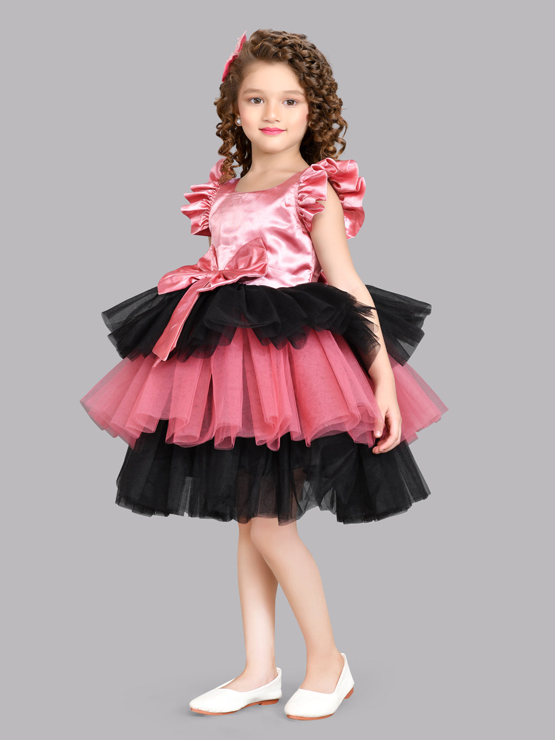 PinkChick Rose & Black Layered Dress