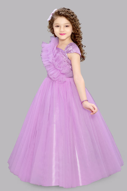 Lavender  Ruffled Sequins Bodice Gown
