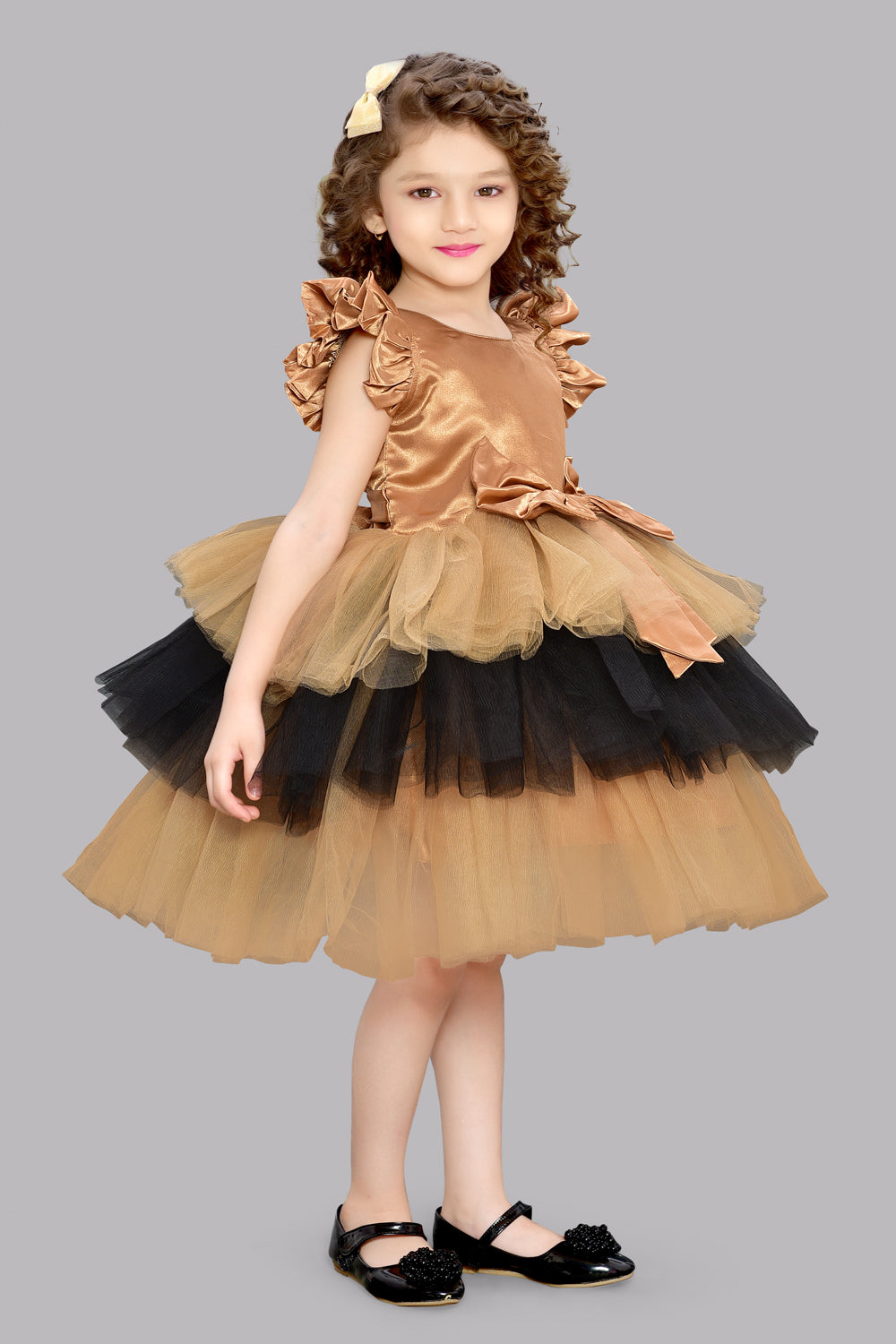 Gold & Black  Layered Party  Frock