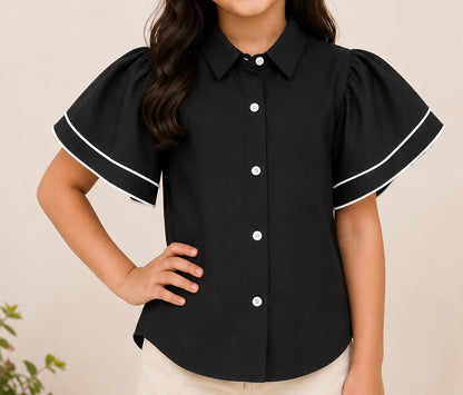 Black Layered Sleeves Shirt