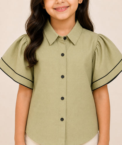 Khaki Layered Sleeves Shirt