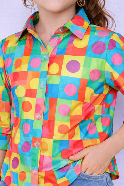 Retro Print Shirt - MultiColor