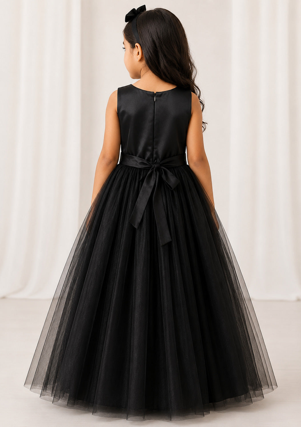 Black Multi Sequins Bodice Gown