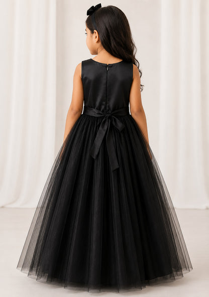 Black Multi Sequins Bodice Gown