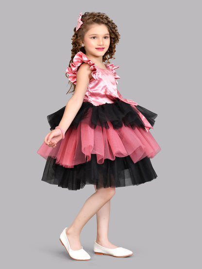 PinkChick Rose & Black Layered Dress