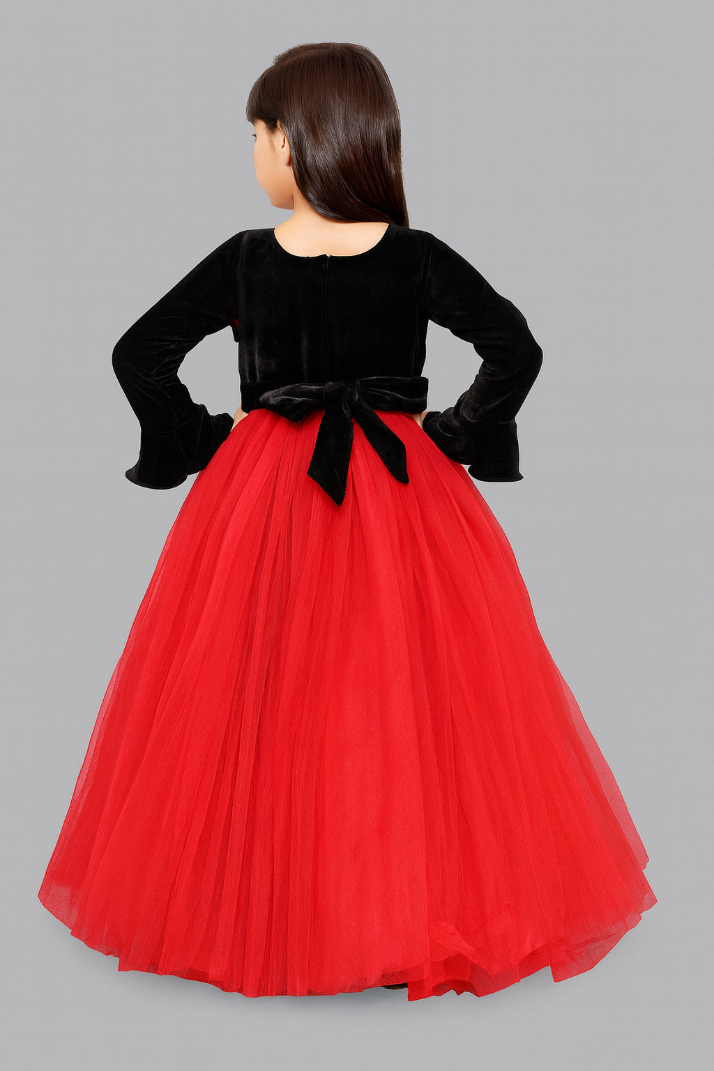 Pink Chick Black Velvet and Red Jacket Style Gown