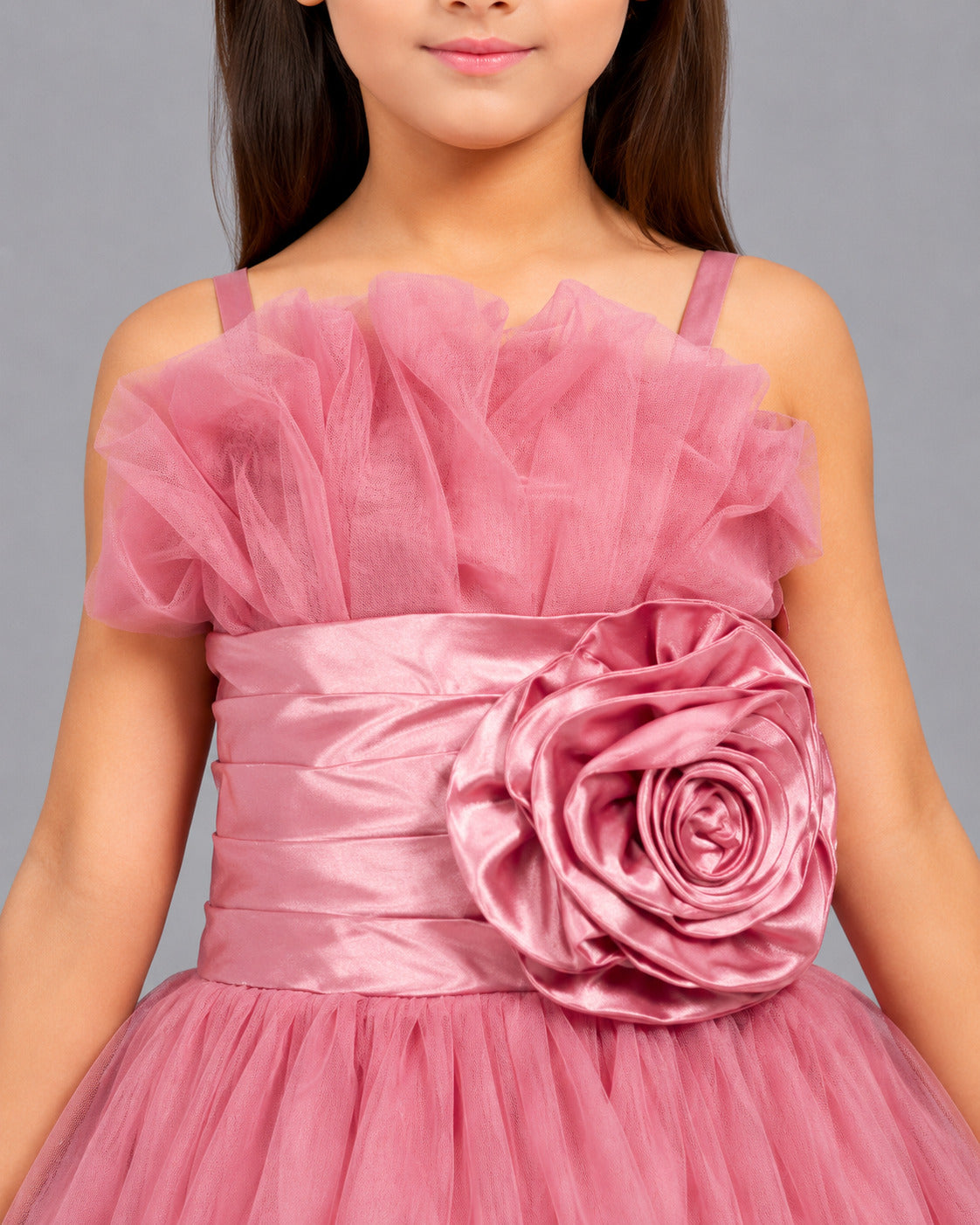 Ruffled Silhouette Party Dress-RoseGold