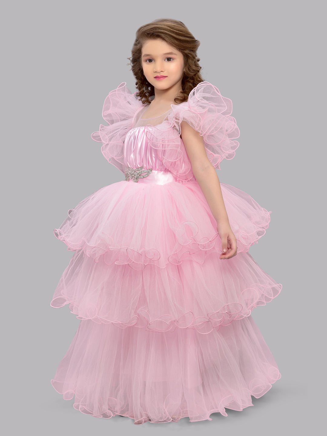 PinkChick Pink Layered Gown