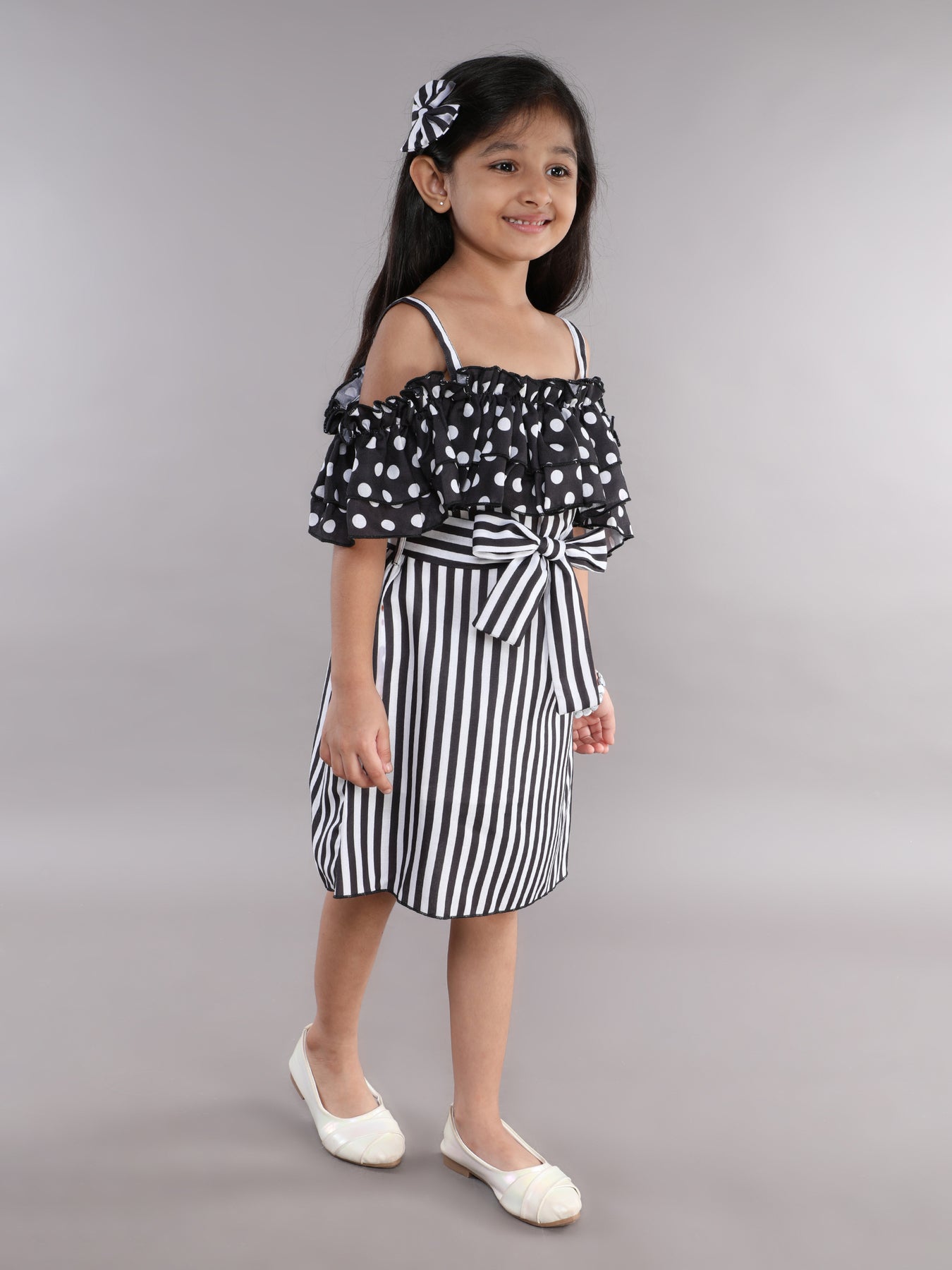 Polkadot & Stripes Cotton Aline -Black