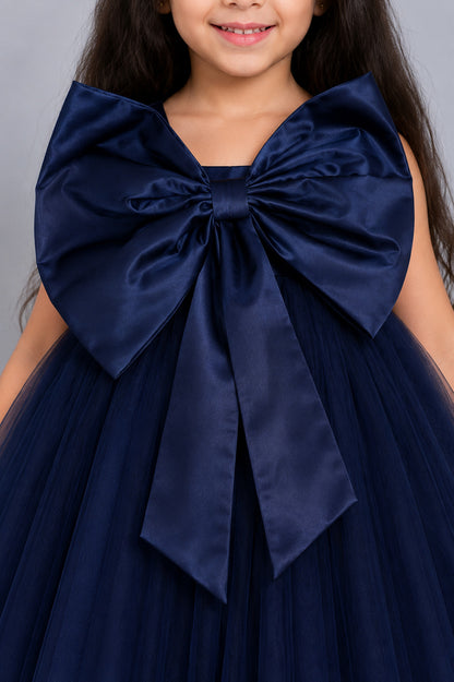 PinkChick Big Bow Dress - Navy Blue