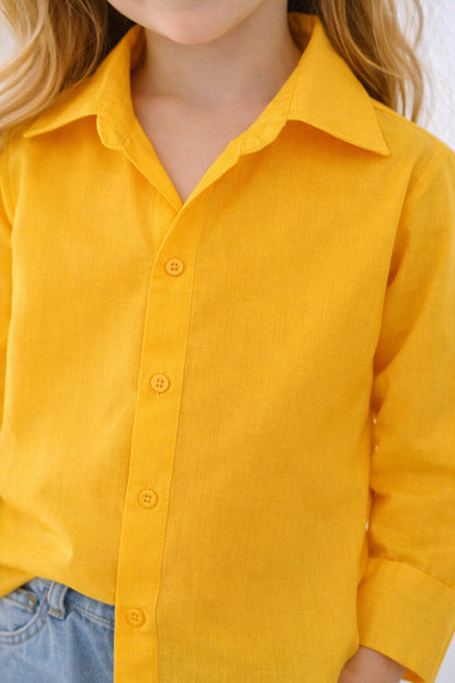Collared Button-Up Shirt -Yellow