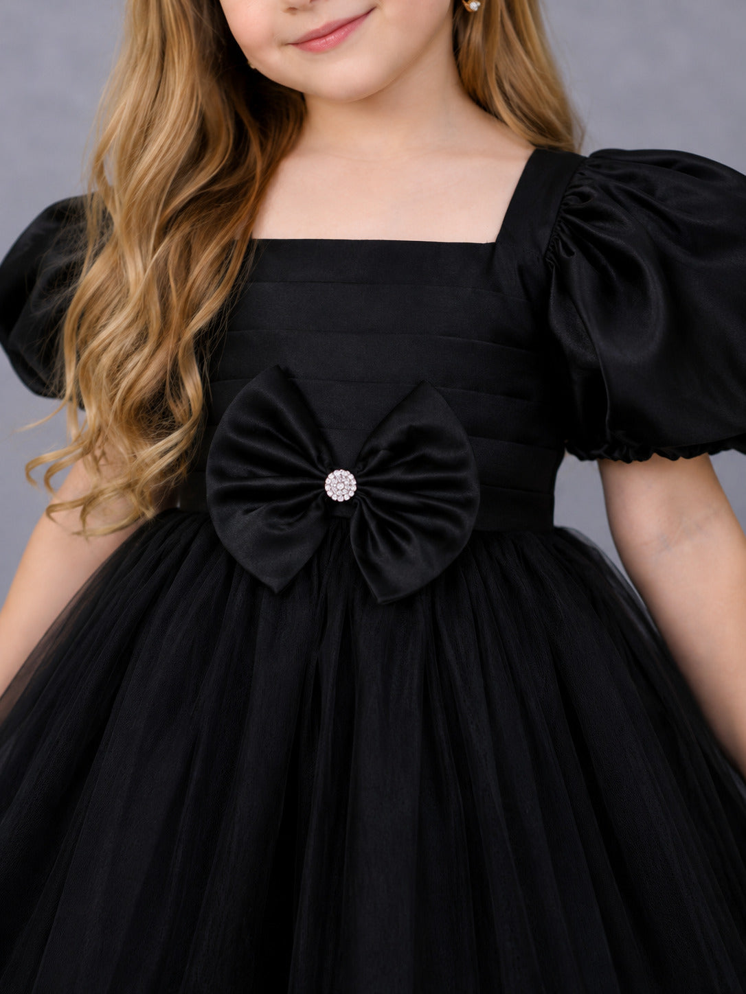 Puff Sleeves Smoked Back Dress