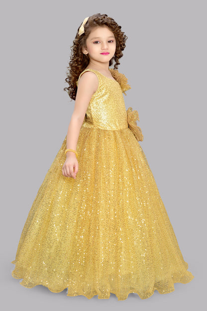 Pink Chick Sequins Gown - Gold