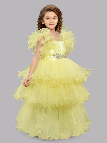 PinkChick Yellow Layered Gown