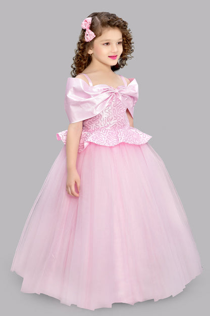 Pink Sequins  Bow Gown