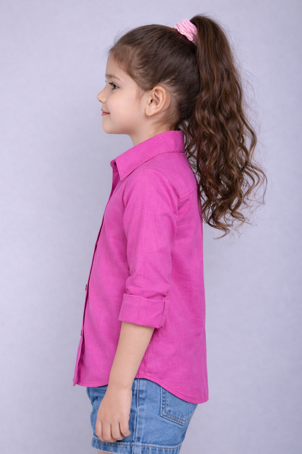 Collared Button-Up Shirt -Pink