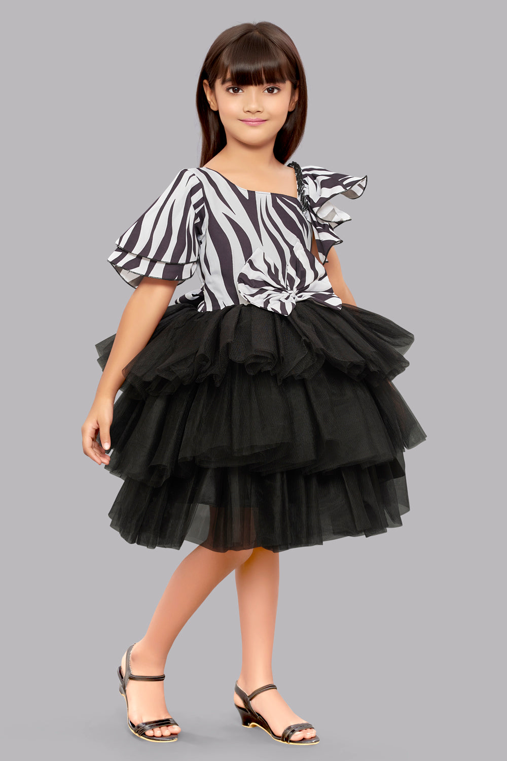 Zebra Layered Dress -Black&White