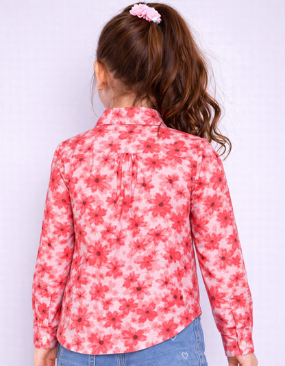 Floral Print Shirt -Orange