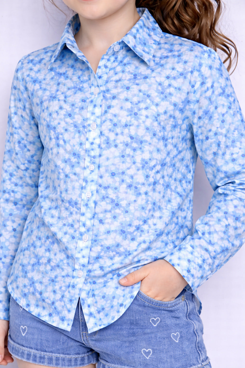 Floral Print Shirt -Blue